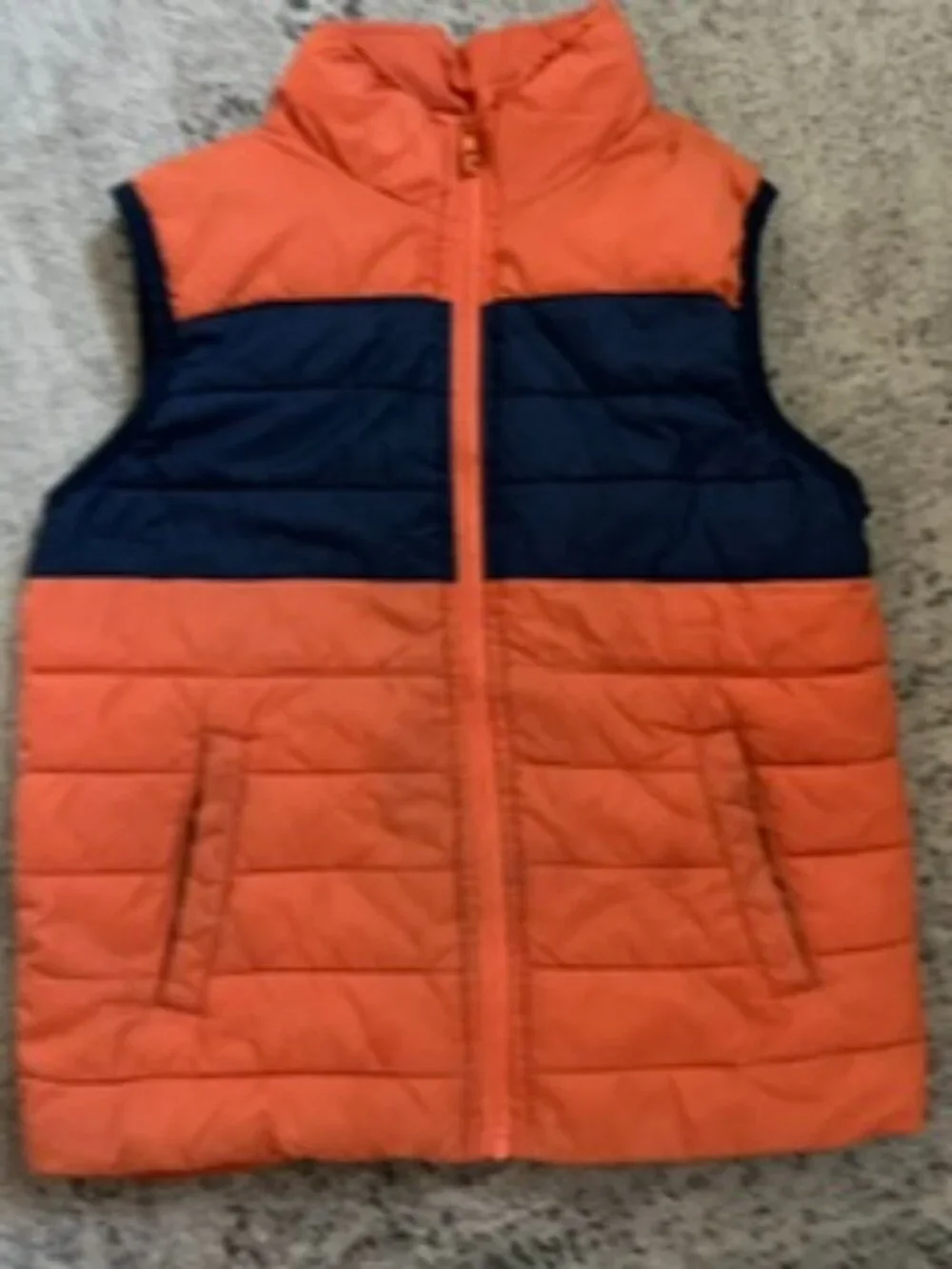 🧡3/$15 Janie and Jack Orange and Navy Blue Colorblock Puffer Vest 5 to 6
